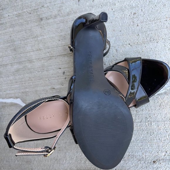 Kelly & Katie SIZE 9 Sanesa Black Vegan Patent Leather Glam Stiletto Sandal - Picture 6 of 6